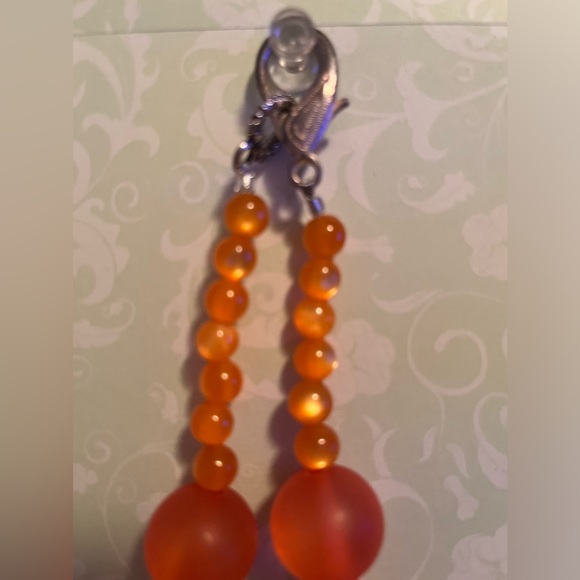 🧡Orange HANDMADE Necklace & Earrings 🧡 - Picture 4 of 6